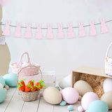 Maxbell Easter Bunny Banner Wall Hanging Decorations Bunting for Outdoor Party Pink