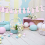 Maxbell Easter Bunny Banner Wall Hanging Decorations Bunting for Outdoor Party Pink