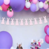 Maxbell Easter Bunny Banner Wall Hanging Decorations Bunting for Outdoor Party Pink