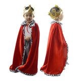 Maxbell King Cloak King Crown Children Cape Cloak Cosplay Carnival for Girls Boys king crown