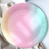 Maxbell Dinnerware Set Paper Plates Banner Cups Tablecloths for Weddings Birthday 7 inch dinner plate