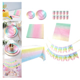 Maxbell Dinnerware Set Paper Plates Banner Cups Tablecloths for Weddings Birthday 7 inch dinner plate