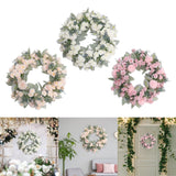 Maxbell Floral Wreath Hanging Ornaments Front Door Wreath for Outdoor Photo Props White