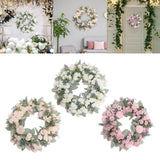 Maxbell Floral Wreath Hanging Ornaments Front Door Wreath for Outdoor Photo Props White