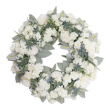 Maxbell Floral Wreath Hanging Ornaments Front Door Wreath for Outdoor Photo Props White