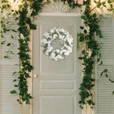 Maxbell Floral Wreath Hanging Ornaments Front Door Wreath for Outdoor Photo Props White