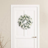 Maxbell Floral Wreath Hanging Ornaments Front Door Wreath for Outdoor Photo Props White