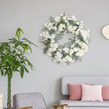 Maxbell Floral Wreath Hanging Ornaments Front Door Wreath for Outdoor Photo Props White
