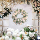 Maxbell Floral Wreath Hanging Ornaments Front Door Wreath for Outdoor Photo Props Champagne