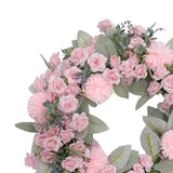 Maxbell Floral Wreath Hanging Ornaments Front Door Wreath for Outdoor Photo Props Pink