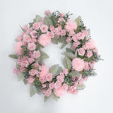 Maxbell Floral Wreath Hanging Ornaments Front Door Wreath for Outdoor Photo Props Pink