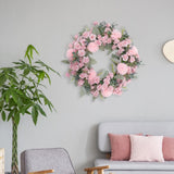 Maxbell Floral Wreath Hanging Ornaments Front Door Wreath for Outdoor Photo Props Pink