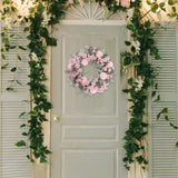 Maxbell Floral Wreath Hanging Ornaments Front Door Wreath for Outdoor Photo Props Pink