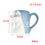 Maxbell Lovely Cat Mug Camping Mug Tea Cup for Newlyweds Wedding Gift Blue and White