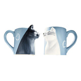 Maxbell Lovely Cat Mug Camping Mug Tea Cup for Newlyweds Wedding Gift Blue and White