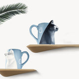 Maxbell Lovely Cat Mug Camping Mug Tea Cup for Newlyweds Wedding Gift Blue and White