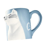 Maxbell Lovely Cat Mug Camping Mug Tea Cup for Newlyweds Wedding Gift Blue and White