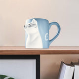 Maxbell Lovely Cat Mug Camping Mug Tea Cup for Newlyweds Wedding Gift Blue and White