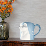 Maxbell Lovely Cat Mug Camping Mug Tea Cup for Newlyweds Wedding Gift Blue and White
