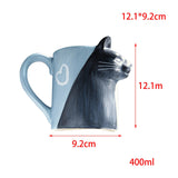 Maxbell Lovely Cat Mug Camping Mug Tea Cup for Newlyweds Wedding Gift Blue and Black