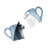 Maxbell Lovely Cat Mug Camping Mug Tea Cup for Newlyweds Wedding Gift Blue and Black