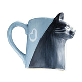 Maxbell Lovely Cat Mug Camping Mug Tea Cup for Newlyweds Wedding Gift Blue and Black