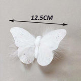 Maxbell 10x 3D Butterfly Decorations Feather Wall Decals for Bedroom Home Restaurant 12.5cm