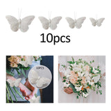 Maxbell 10x 3D Butterfly Decorations Feather Wall Decals for Bedroom Home Restaurant 12.5cm
