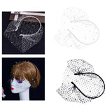 Maxbell Fascinator Mesh Face Veil Party Headdress Tea Birdcage Veil Elegant for Girl White
