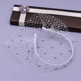 Maxbell Fascinator Mesh Face Veil Party Headdress Tea Birdcage Veil Elegant for Girl White
