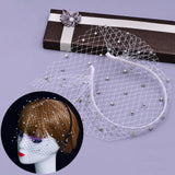 Maxbell Fascinator Mesh Face Veil Party Headdress Tea Birdcage Veil Elegant for Girl White