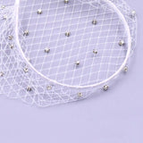 Maxbell Fascinator Mesh Face Veil Party Headdress Tea Birdcage Veil Elegant for Girl White