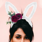 Maxbell Rabbit Ear Headband Headpiece Headwear Headdress for party Costume white