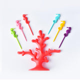Maxbell Multi Use Fruit Fork Seahorse Modeling Convenient Creative for Hotel Home red