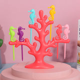 Maxbell Multi Use Fruit Fork Seahorse Modeling Convenient Creative for Hotel Home red