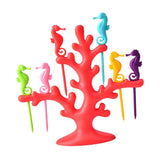 Maxbell Multi Use Fruit Fork Seahorse Modeling Convenient Creative for Hotel Home red