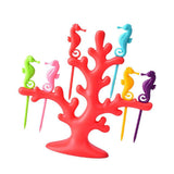 Maxbell Multi Use Fruit Fork Seahorse Modeling Convenient Creative for Hotel Home red