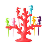Maxbell Multi Use Fruit Fork Seahorse Modeling Convenient Creative for Hotel Home red