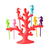 Maxbell Multi Use Fruit Fork Seahorse Modeling Convenient Creative for Hotel Home red