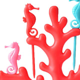 Maxbell Multi Use Fruit Fork Seahorse Modeling Convenient Creative for Hotel Home red
