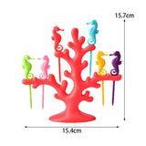 Maxbell Multi Use Fruit Fork Seahorse Modeling Convenient Creative for Hotel Home red