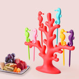 Maxbell Multi Use Fruit Fork Seahorse Modeling Convenient Creative for Hotel Home red