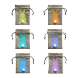 Maxbell Easter Bunny Decor Drawstring Burlap Bag 14x10cm Party Favors Reusable Yellow