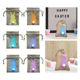 Maxbell Easter Bunny Decor Drawstring Burlap Bag 14x10cm Party Favors Reusable Yellow