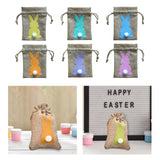 Maxbell Easter Bunny Decor Drawstring Burlap Bag 14x10cm Party Favors Reusable Yellow