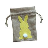 Maxbell Easter Bunny Decor Drawstring Burlap Bag 14x10cm Party Favors Reusable Yellow