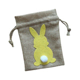 Maxbell Easter Bunny Decor Drawstring Burlap Bag 14x10cm Party Favors Reusable Yellow