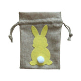 Maxbell Easter Bunny Decor Drawstring Burlap Bag 14x10cm Party Favors Reusable Yellow