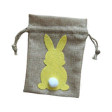 Maxbell Easter Bunny Decor Drawstring Burlap Bag 14x10cm Party Favors Reusable Yellow