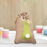 Maxbell Easter Bunny Decor Drawstring Burlap Bag 14x10cm Party Favors Reusable Yellow